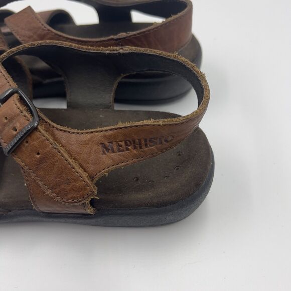 Mephisto Textured Brown Leather Straps Open Toe Sandals Women’s EU 38 US Size 6 - Picture 2 of 7
